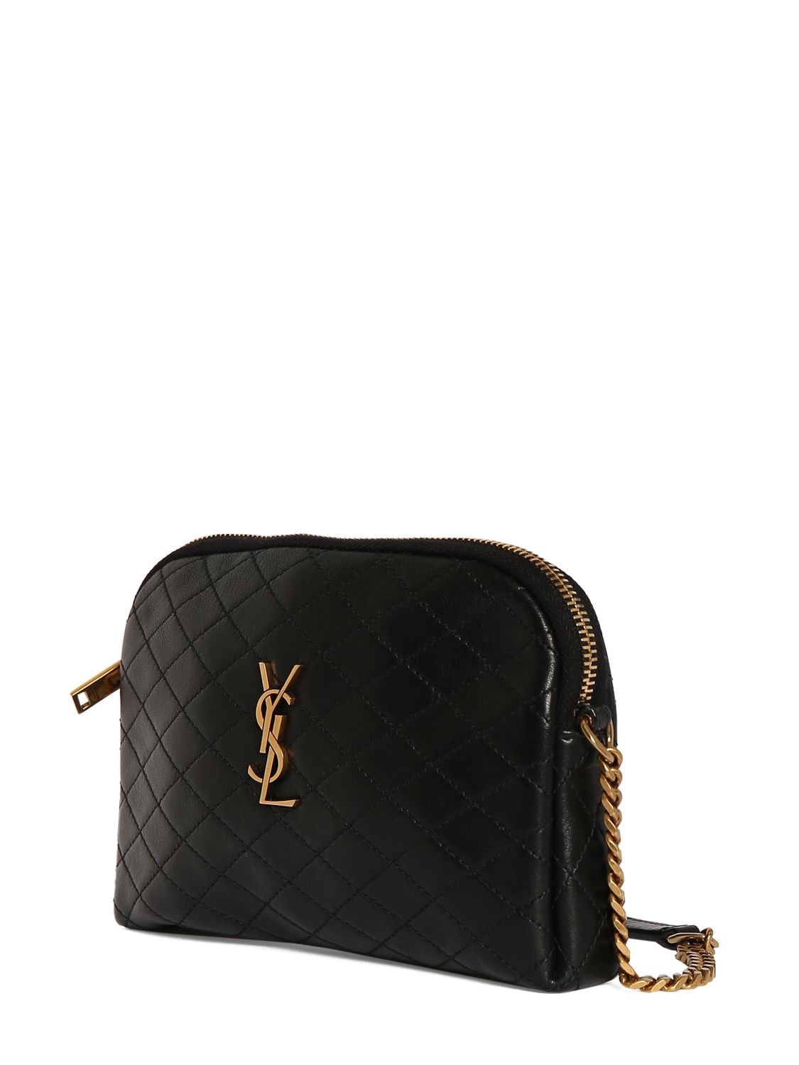 Shop Saint Laurent Mini Gaby Quilted Leather Shoulder Bag In Black