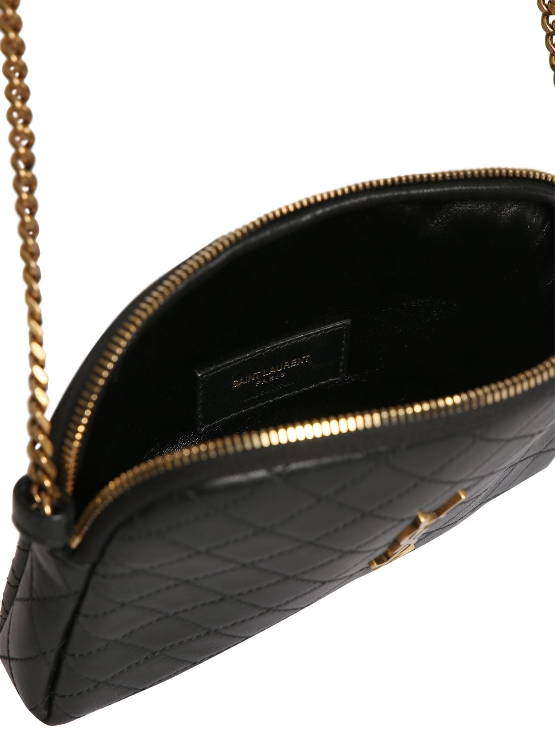 Shop Saint Laurent Mini Gaby Quilted Leather Shoulder Bag In Black