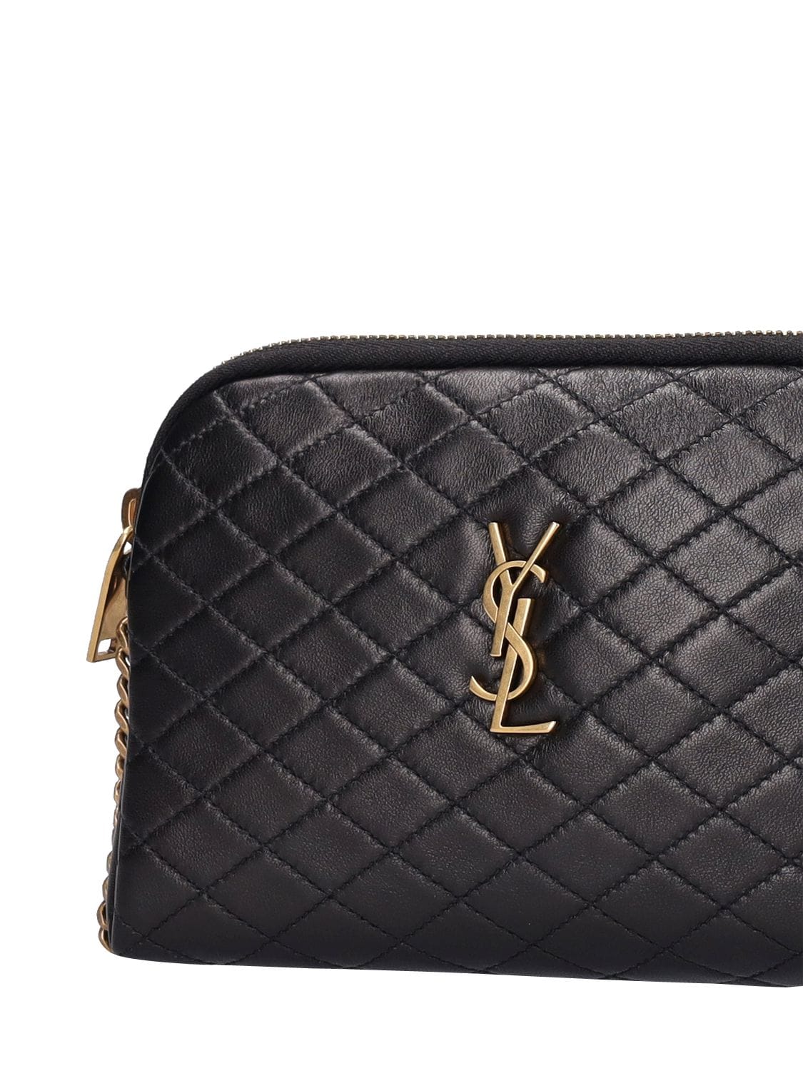 Black YSL-logo cage clutch bag, Saint Laurent