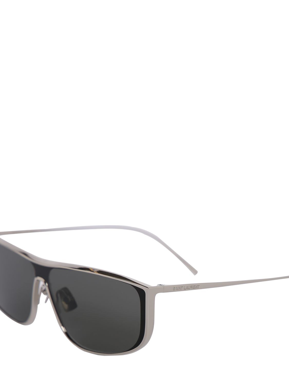 Shop Saint Laurent Sl 605 Luna Metal Sunglasses In Silver,grey