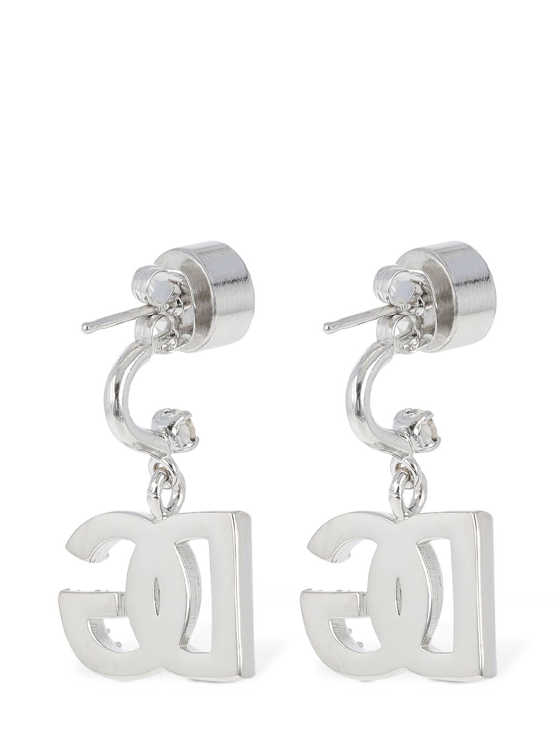 Shop Dolce & Gabbana Dg Diva Crystal Earrings In Silver
