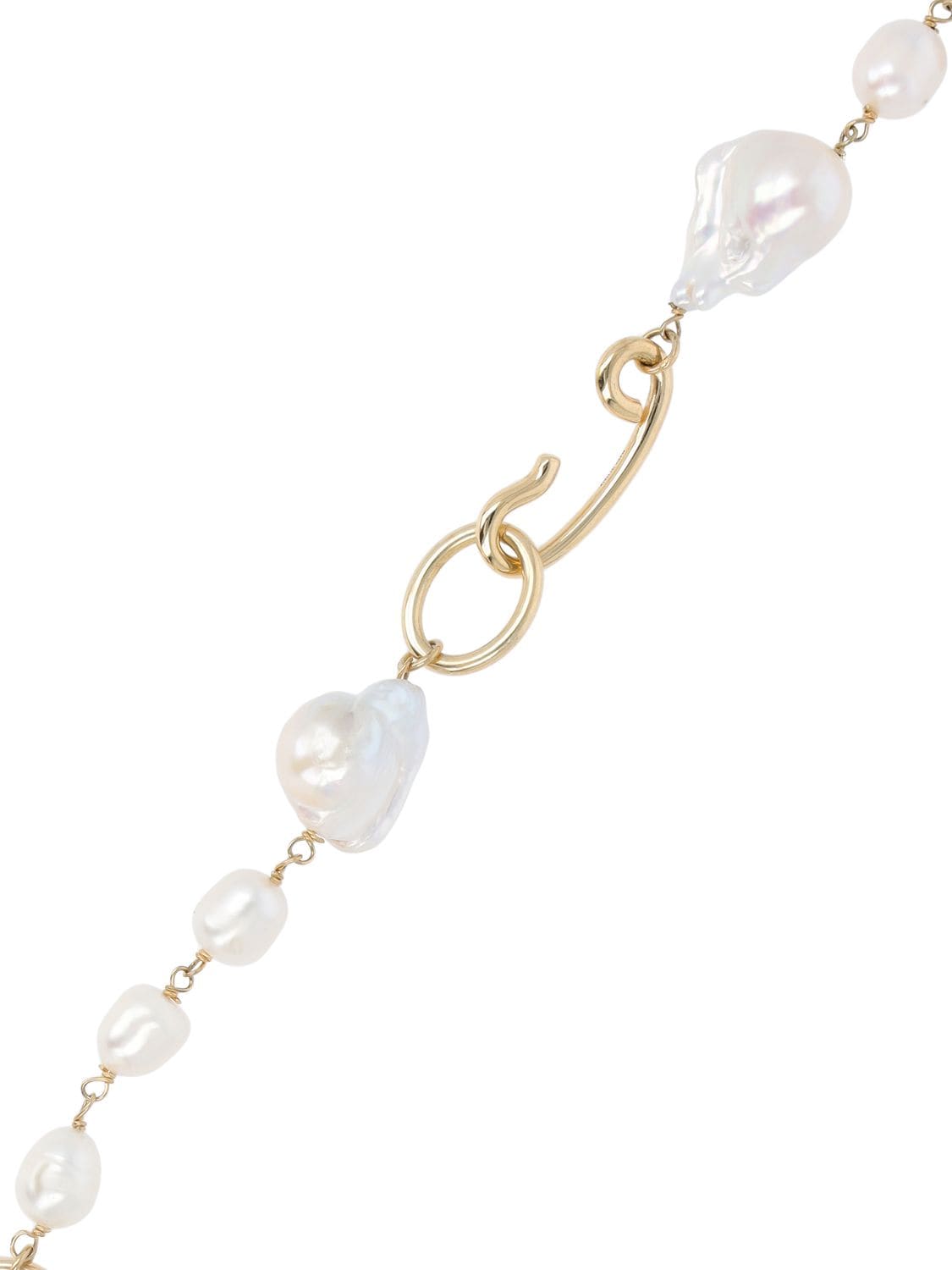Shop Jil Sander Grainy 2 Pearl Necklace In Gold,pearl