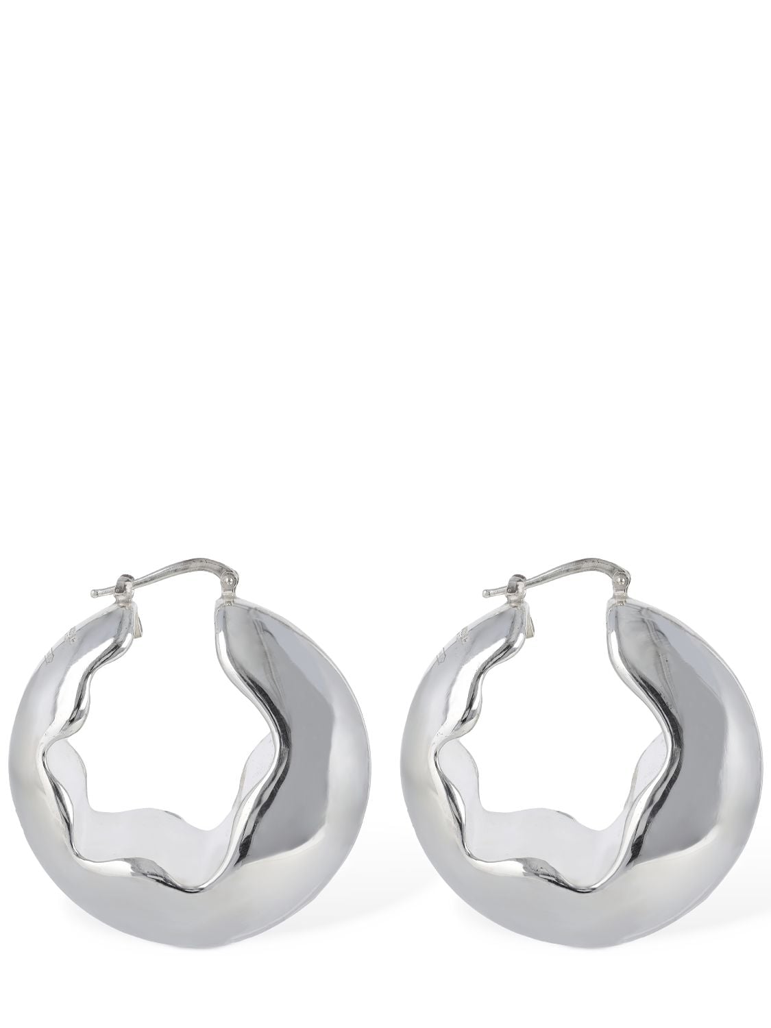 Jil Sander Empty Volumes 1 Hoop Earrings In Silver