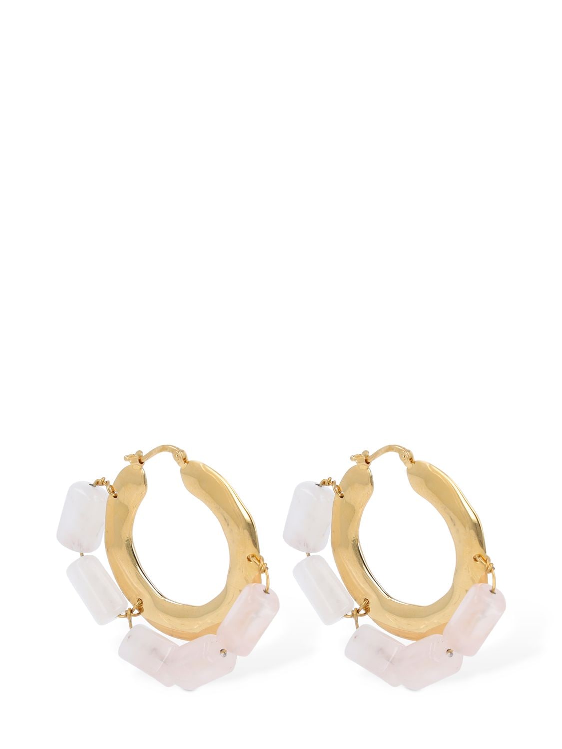 Jil Sander Rough Nature 3 Hoop Earrings In Gold,pink