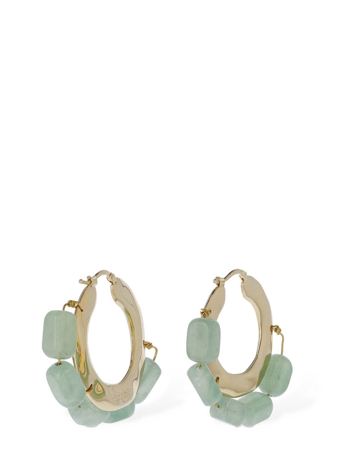 Shop Jil Sander Rough Nature 3 Hoop Earrings In Gold,green