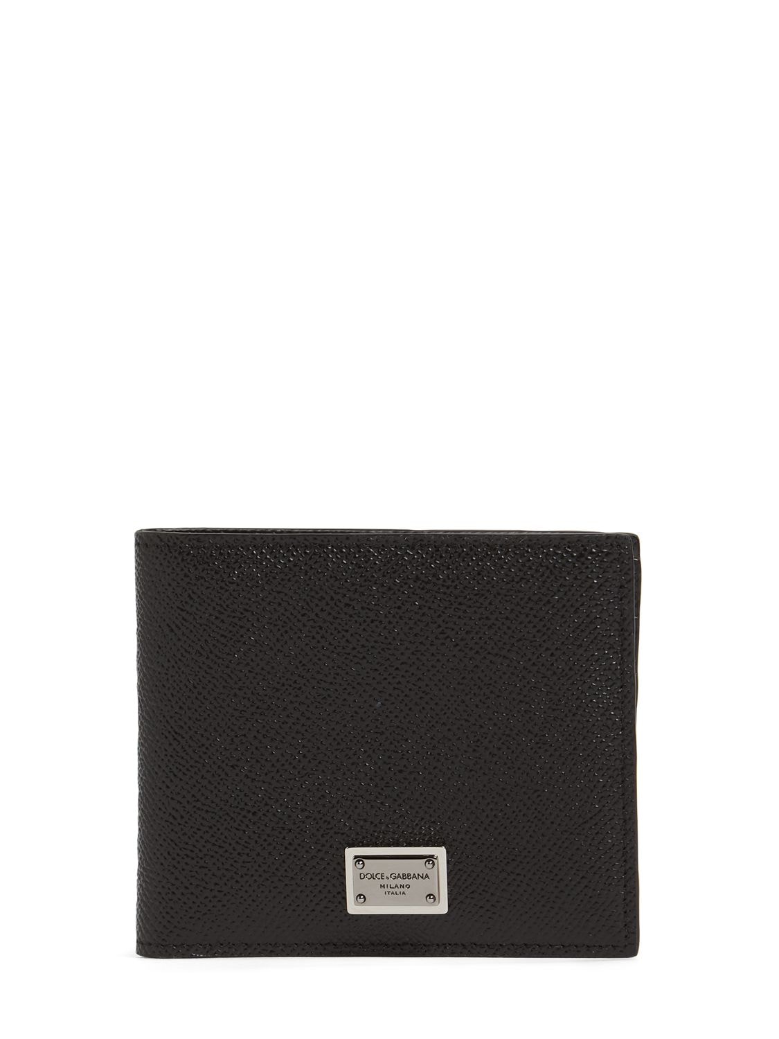 Dolce & Gabbana Logo Plaque Leather Wallet In Black