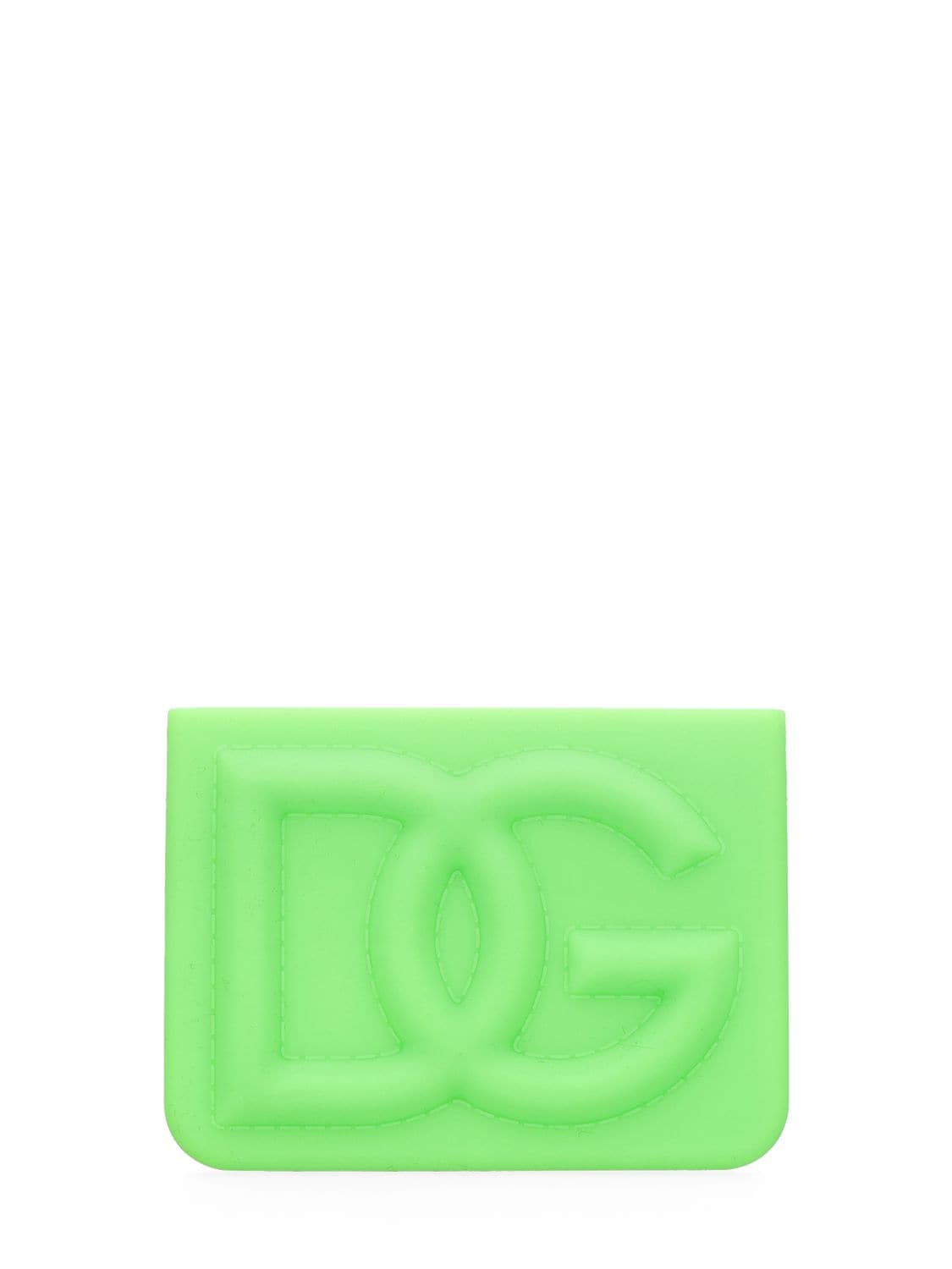 Dolce & Gabbana Logo Rubber Card Holder In Neon Green