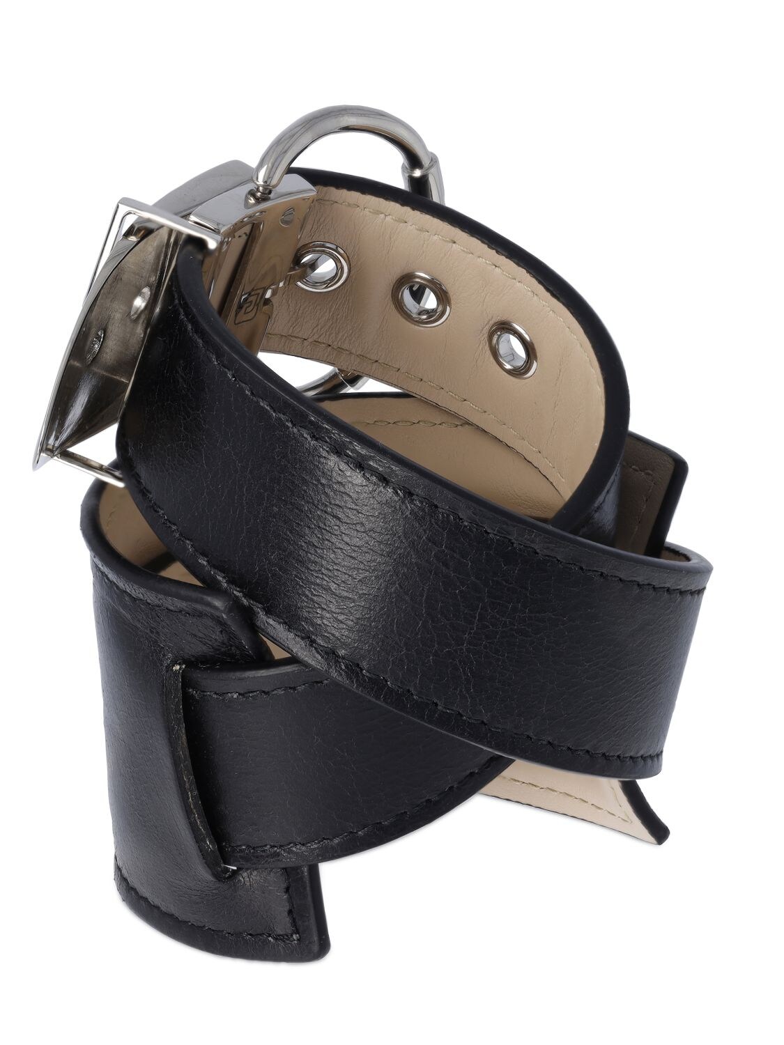 Shop Paco Rabanne Punk Leather Bracelet In Black,silver