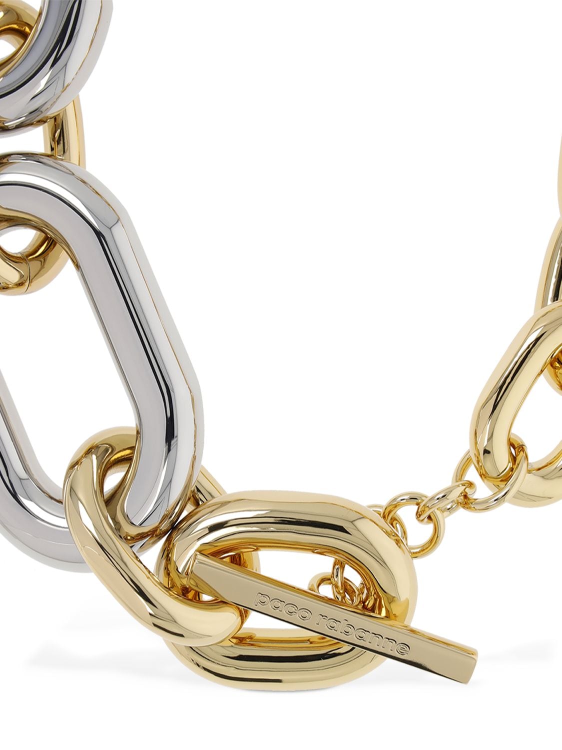 Shop Rabanne Xl Link Bicolor Collar Necklace In Gold,silver