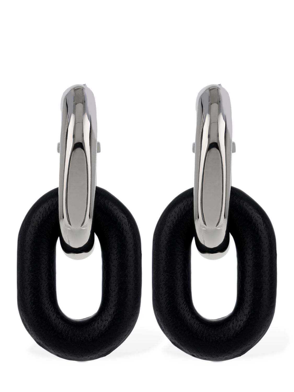 Paco Rabanne Xl Link Double Hoop Earrings Black And Silver