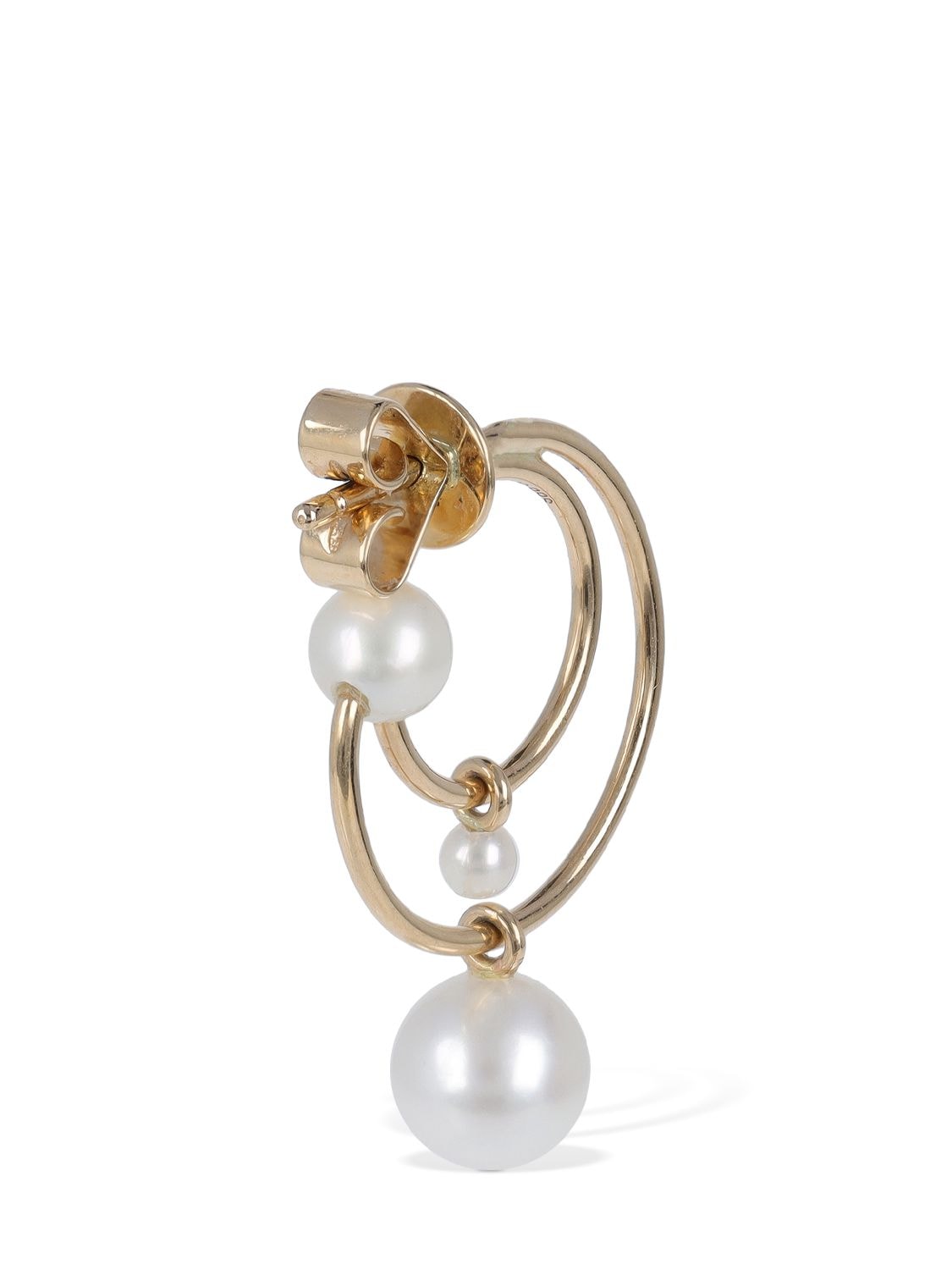 Shop Sophie Bille Brahe 14kt Petit Bain Pearl Mono Earring In Pearl,gold