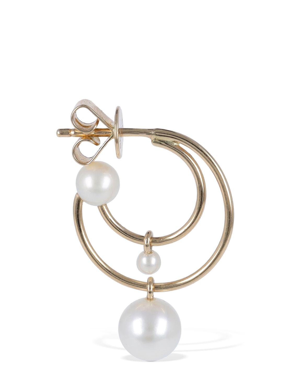 Sophie Bille Brahe 14kt Petit Bain Pearl Mono Earring In Pearl,gold