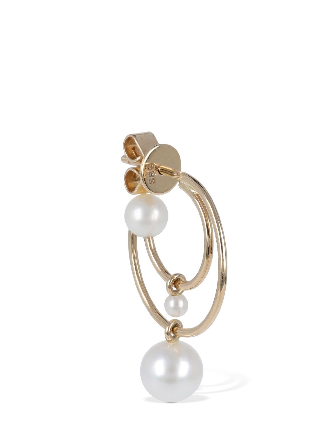 Shop Sophie Bille Brahe 14kt Petit Bain Pearl Mono Earring In Pearl,gold