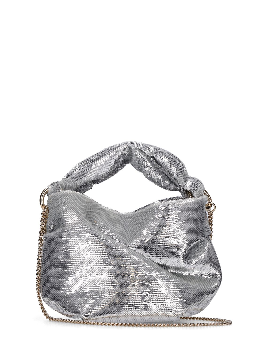 Shop Jimmy Choo Bonny Shiny Top Handle Bag In Silver