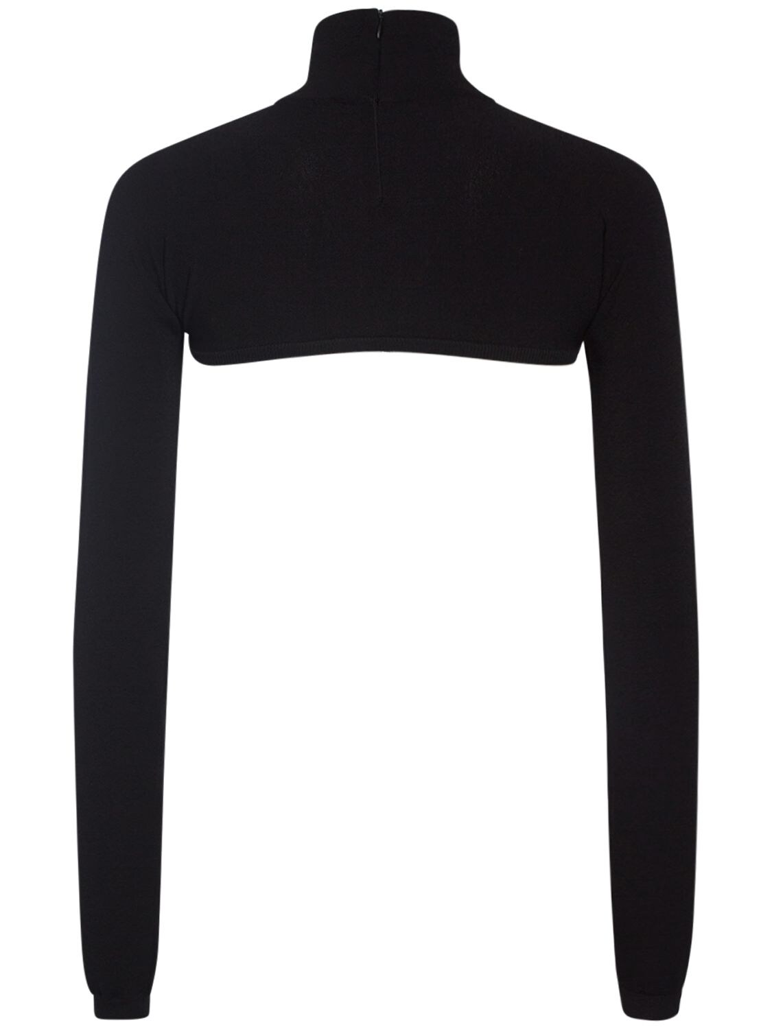 Shop Dolce & Gabbana Tech Knit Cropped Turtleneck Bolero In Black