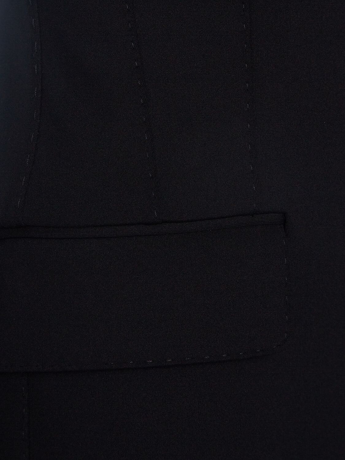 科技织物平纹针织单排扣长款夹克