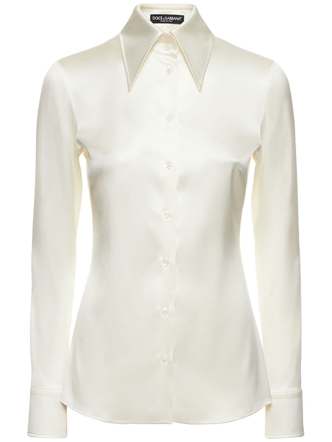 Shop Dolce & Gabbana Classic Satin Regular Shirt In White