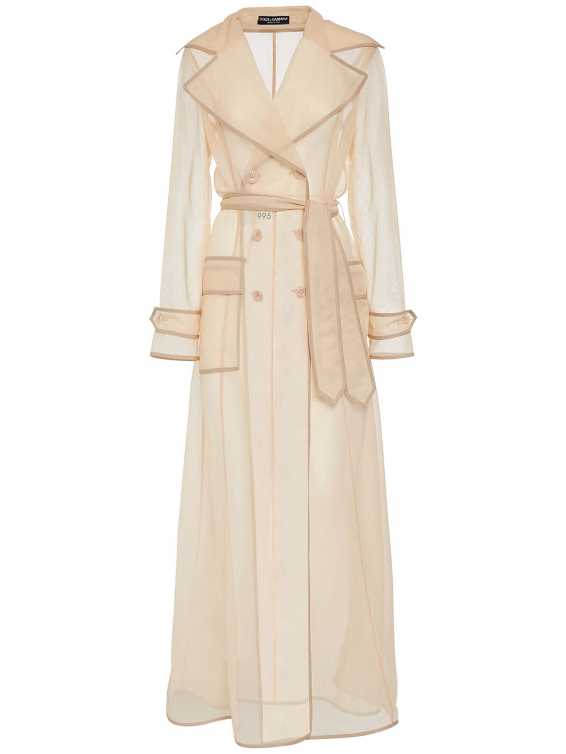 Shop Dolce & Gabbana Tech Marquisette Belted Trench Coat In Nude