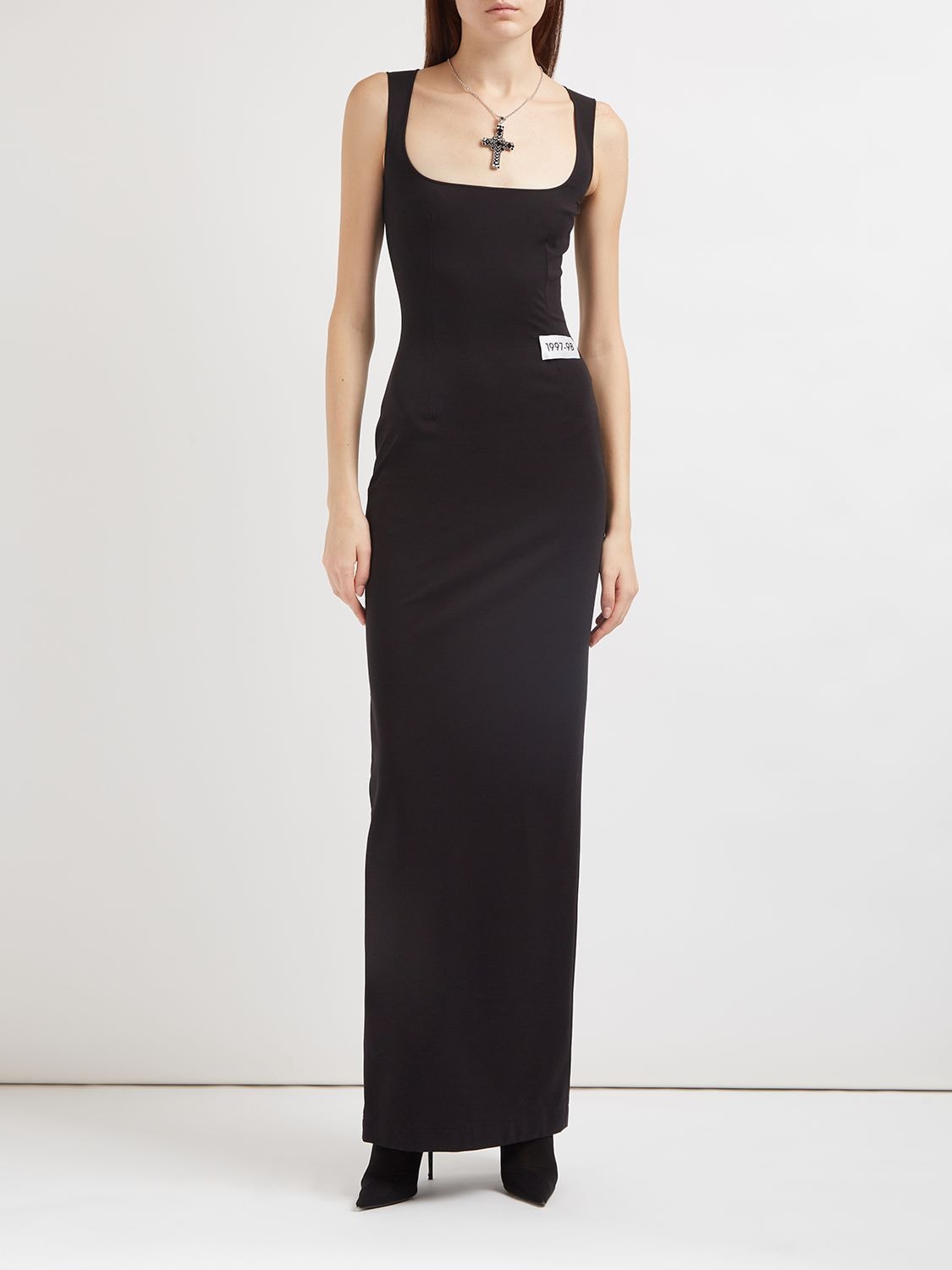 Shop Dolce & Gabbana Punto Milano Jersey Long Dress In Black