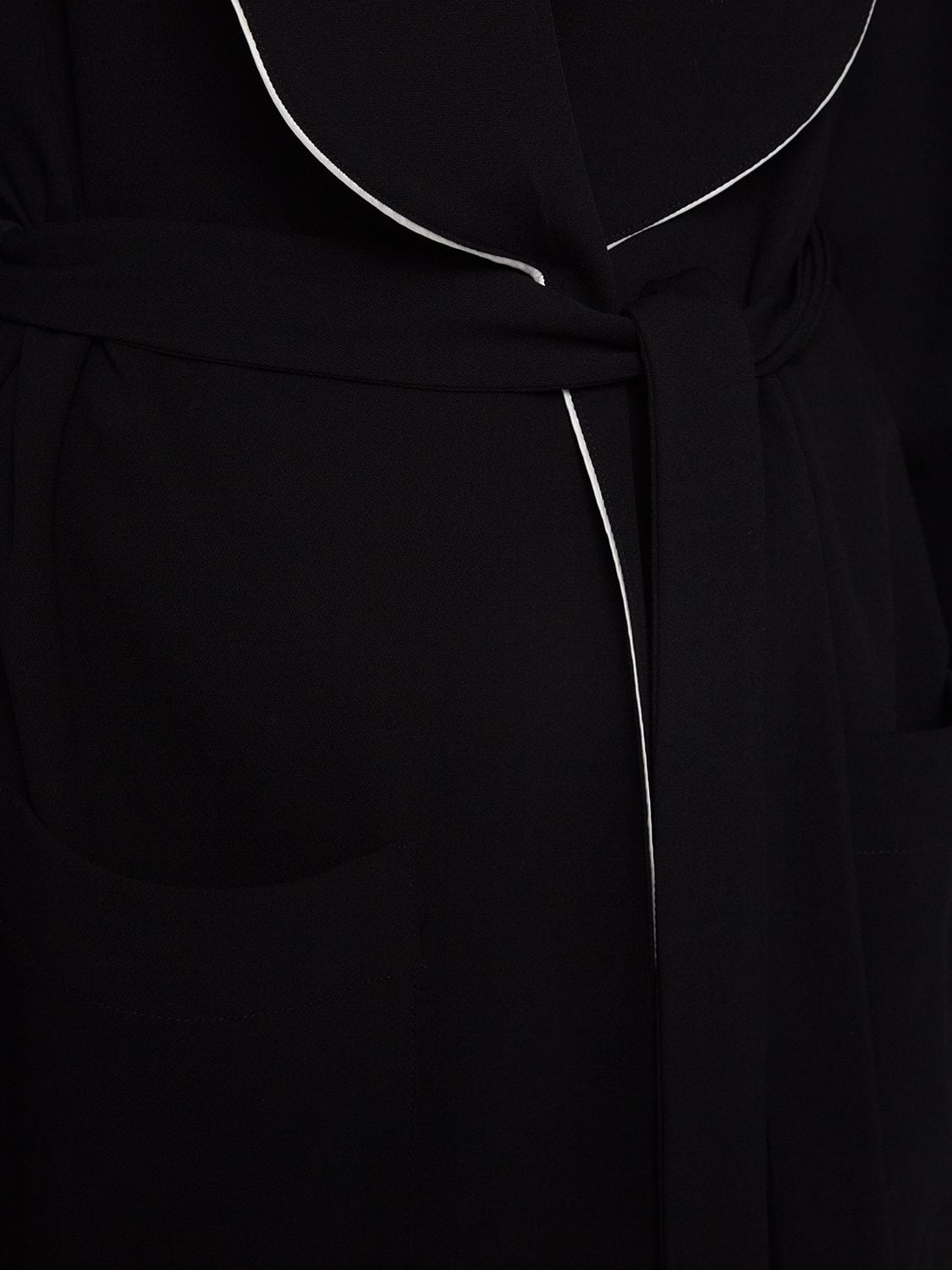 Shop Dolce & Gabbana Wool Twill Belted Pajama Shirt In Black,white