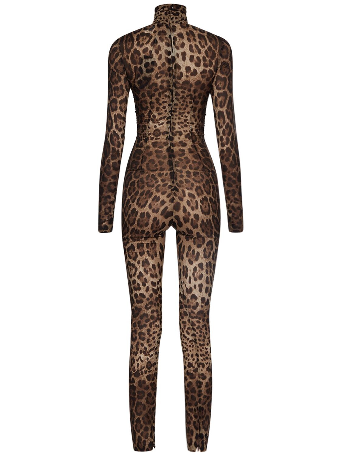 Shop Dolce & Gabbana Leopard Printed Silk Chiffon Jumpsuit In Multicolor
