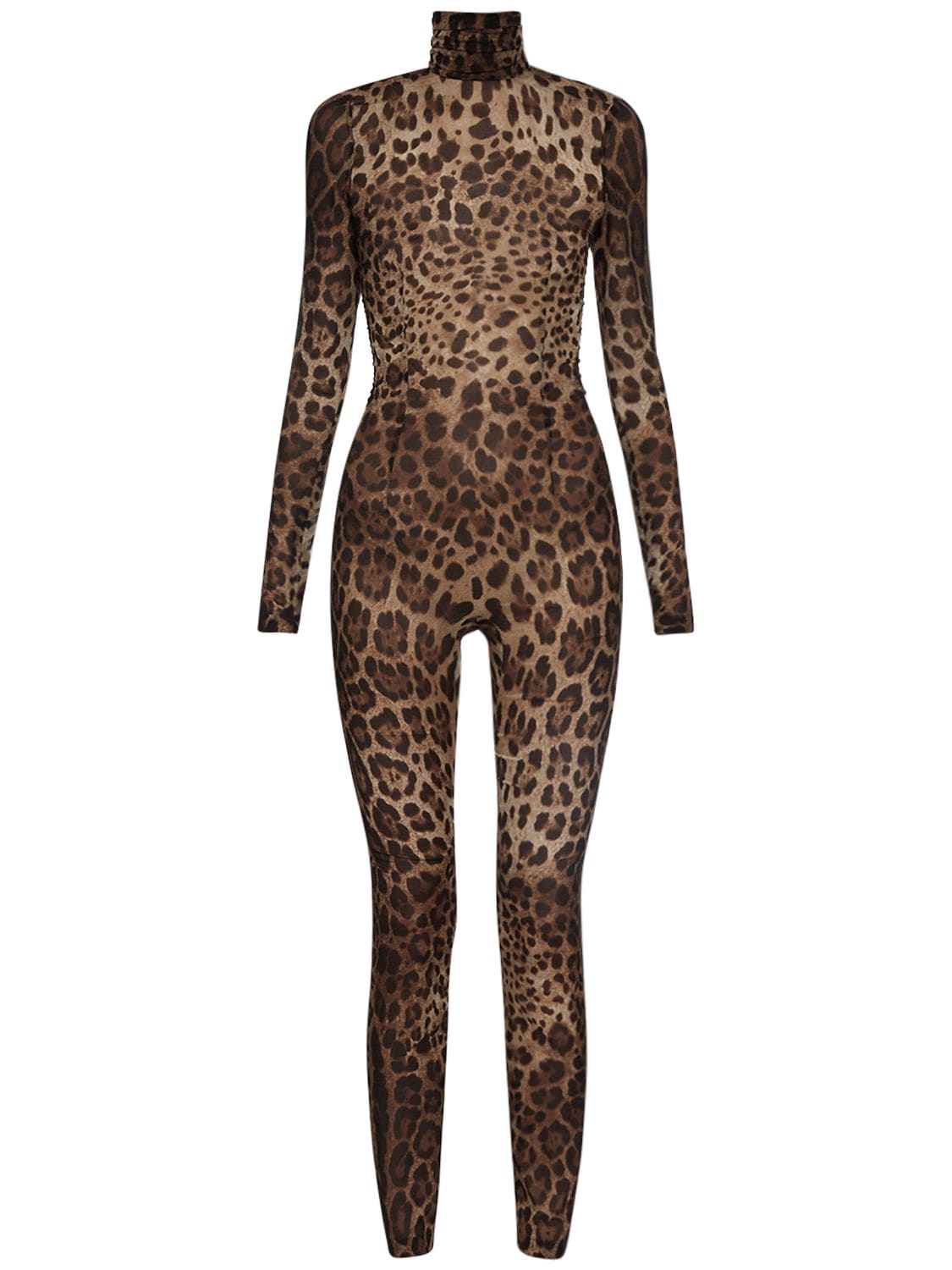 Image of Leopard Printed Silk Chiffon Jumpsuit