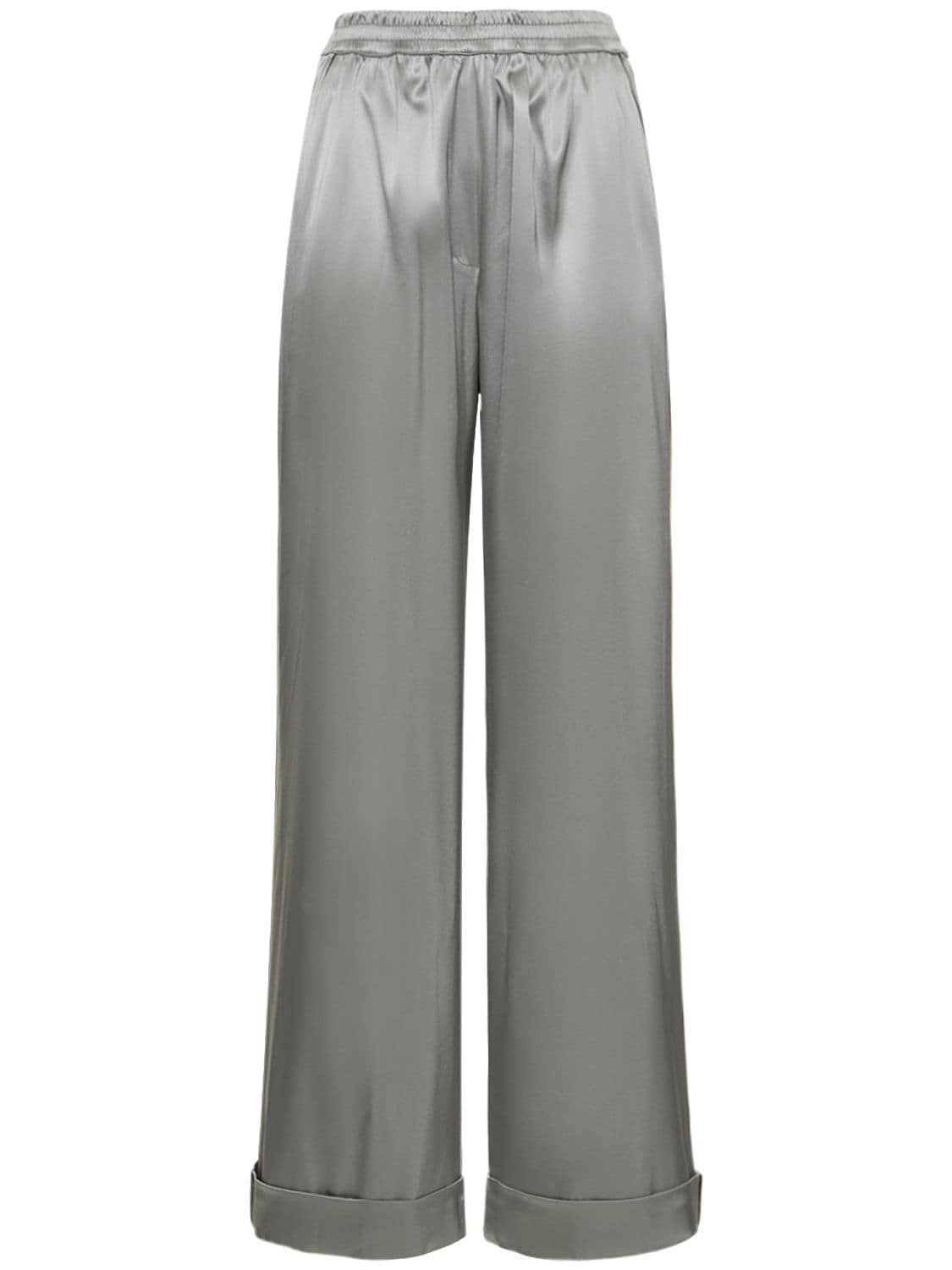 Dolce & Gabbana Silk Satin Stretch Pyjama Trousers In Grey