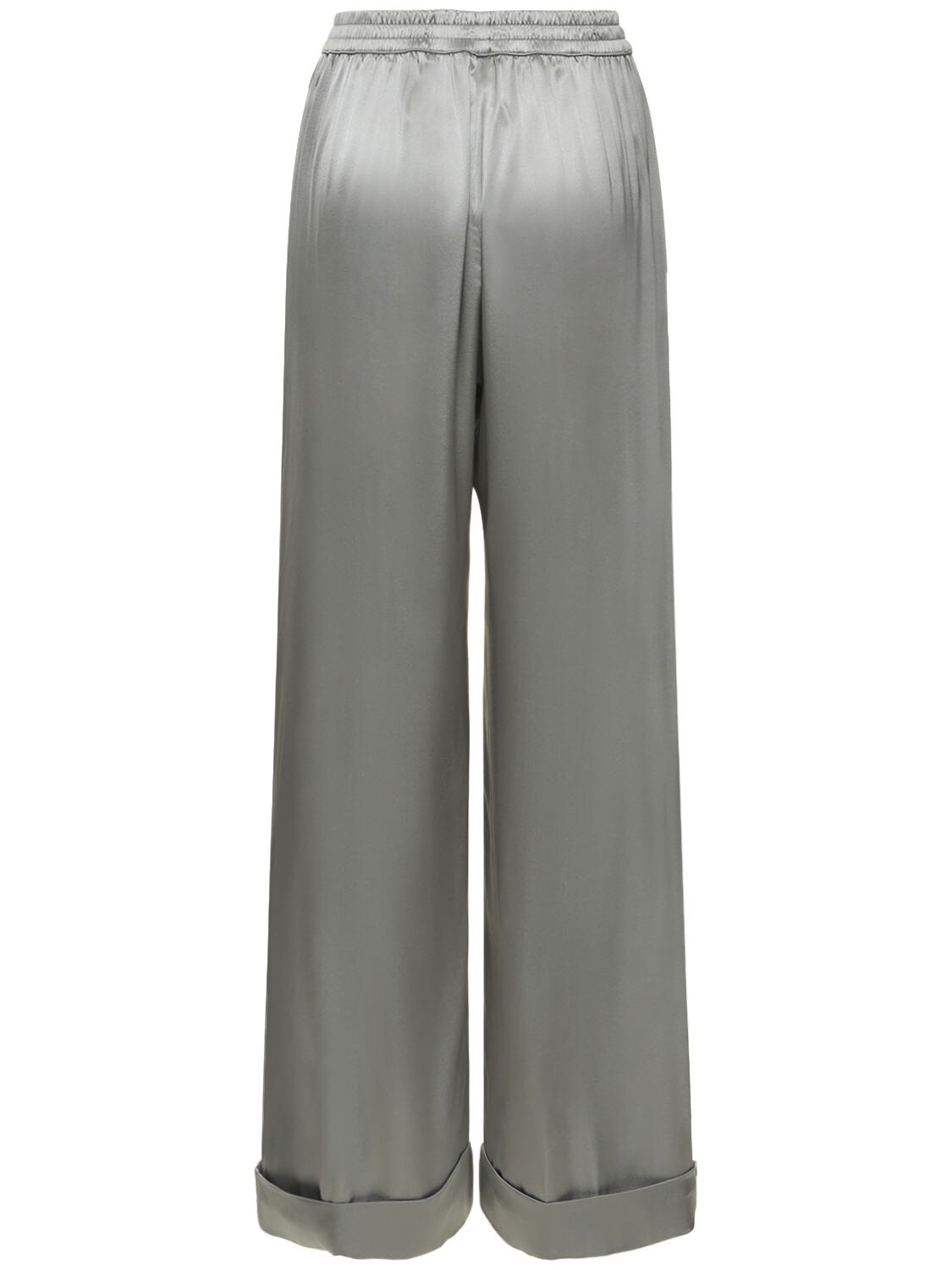 Shop Dolce & Gabbana Silk Satin Stretch Pajama Pants In Grey