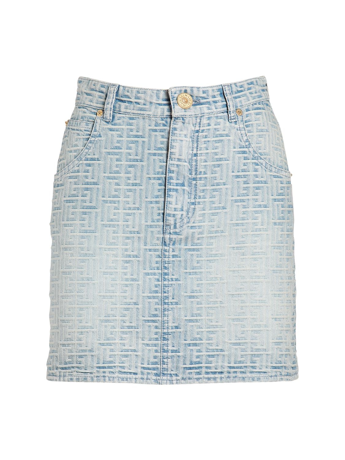 Denim Monogram Print Mini Skirt – WOMEN > CLOTHING > SKIRTS