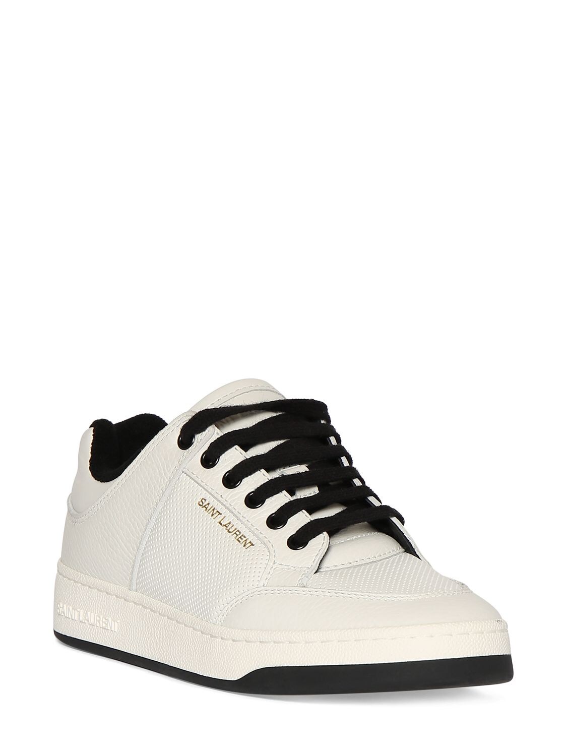 Shop Saint Laurent 20mm Sl61 Low Top Leather Sneakers In White,black
