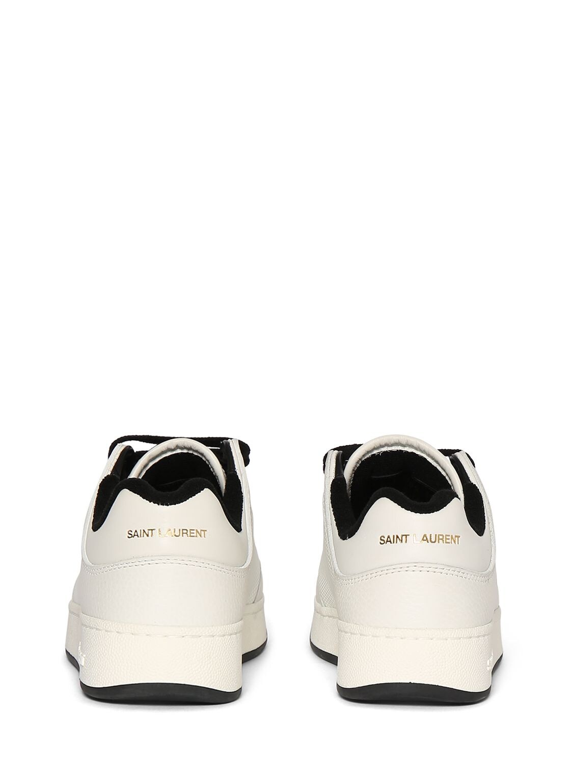 Shop Saint Laurent 20mm Sl61 Low Top Leather Sneakers In White,black