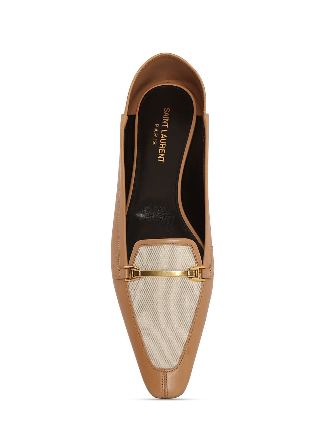 Shop Saint Laurent 10mm Chris Leather Loafers In Gold Brown