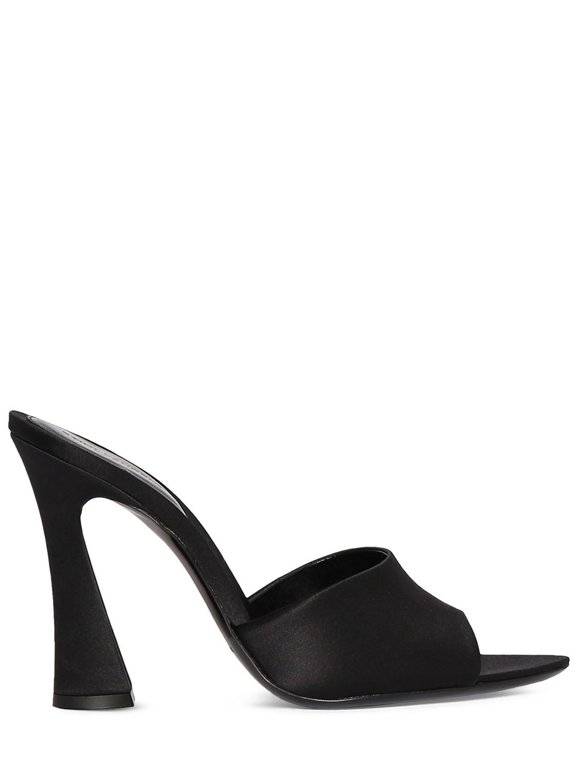 Saint Laurent 105mm Suite Lea Satin Mule Sandals In Black