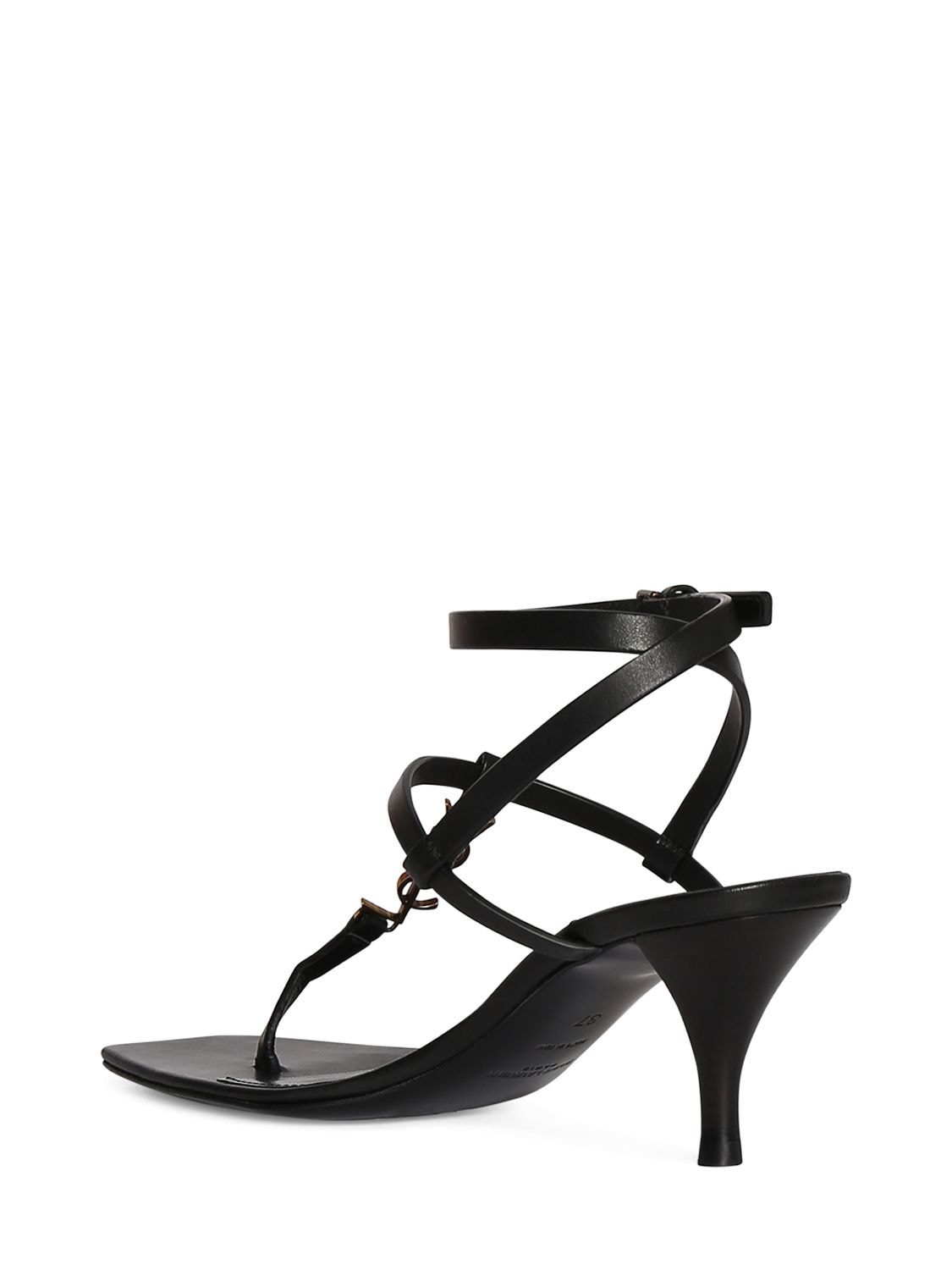 Shop Saint Laurent 60mm Cassandra Leather Sandals In Black
