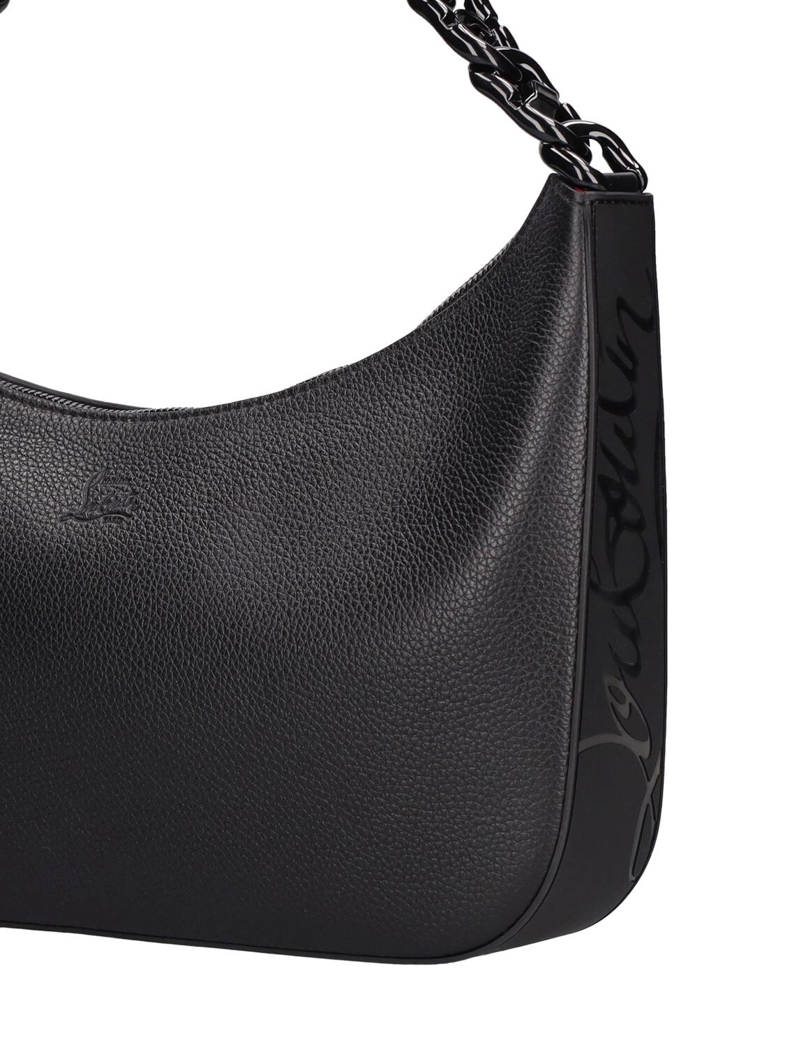 Shop Christian Louboutin Large Loubila Chain Leather Shoulder Bag In Black