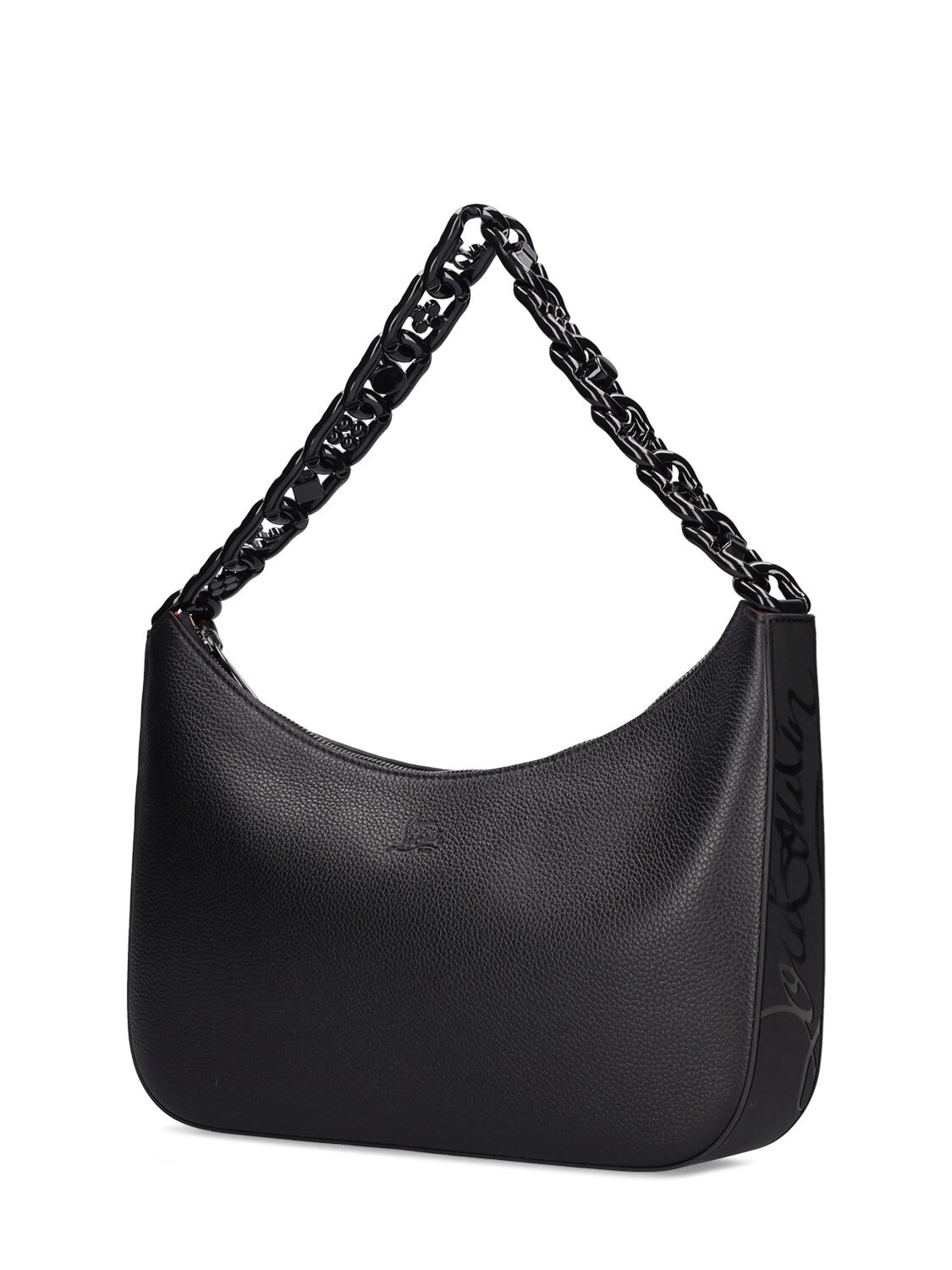 Shop Christian Louboutin Large Loubila Chain Leather Shoulder Bag In Black