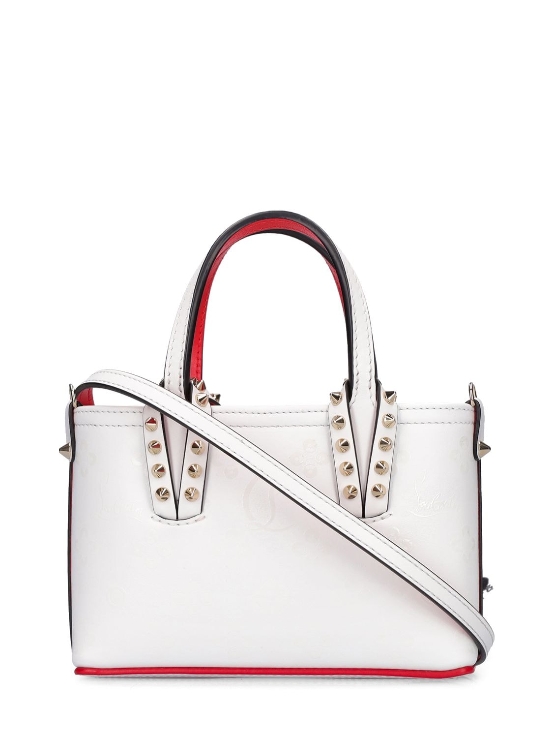 Shop Christian Louboutin Nano Cabata Leather Top Handle Bag In White