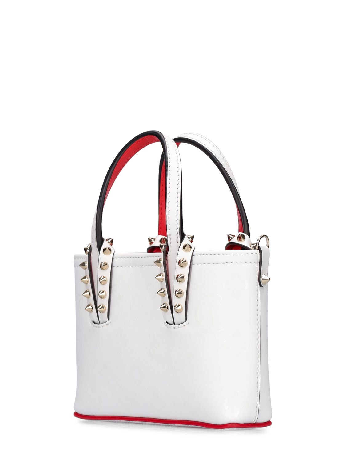 Shop Christian Louboutin Nano Cabata Leather Top Handle Bag In White