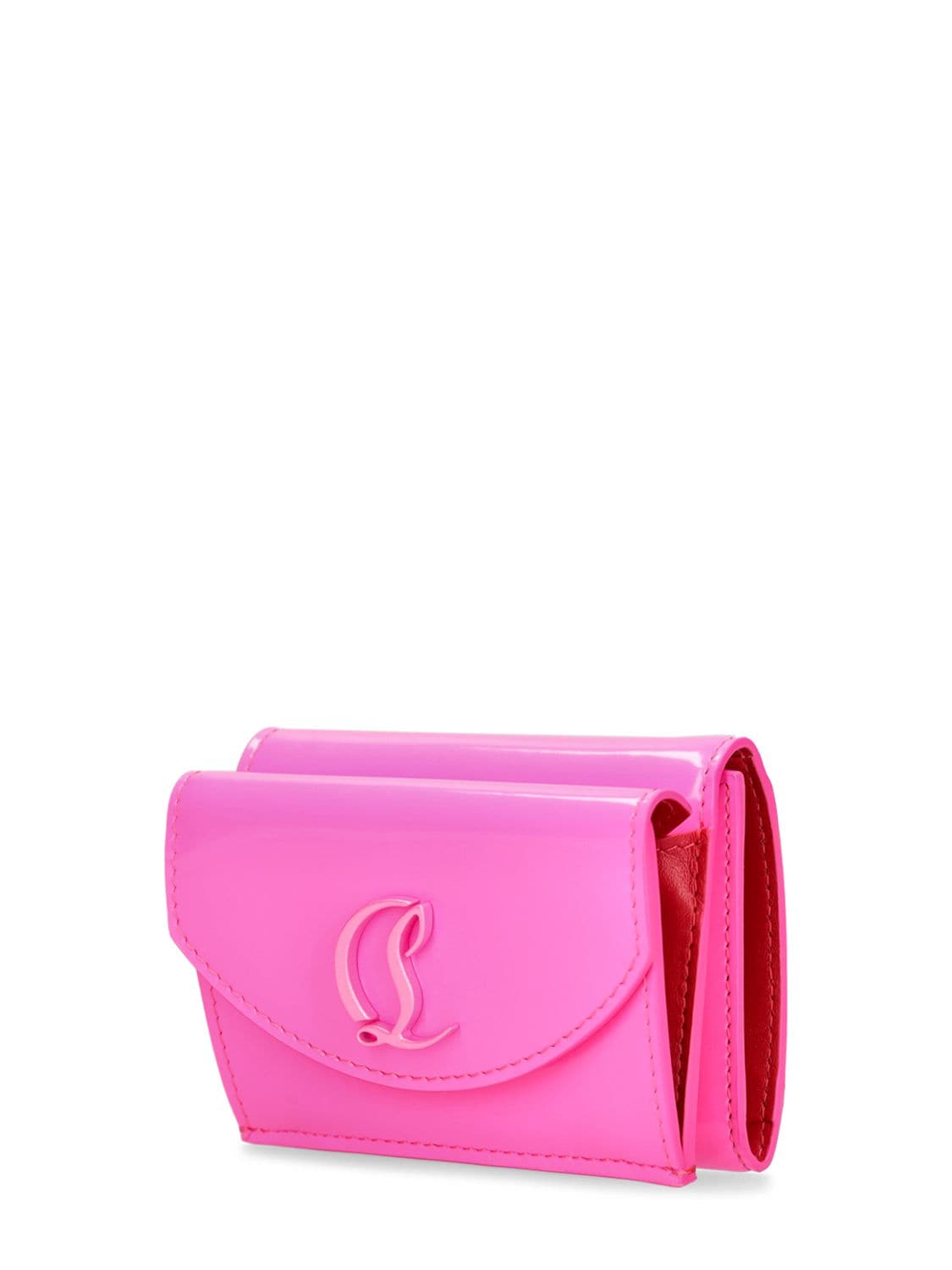 Shop Christian Louboutin Loubi54 Leather Compact Wallet In 亮粉色