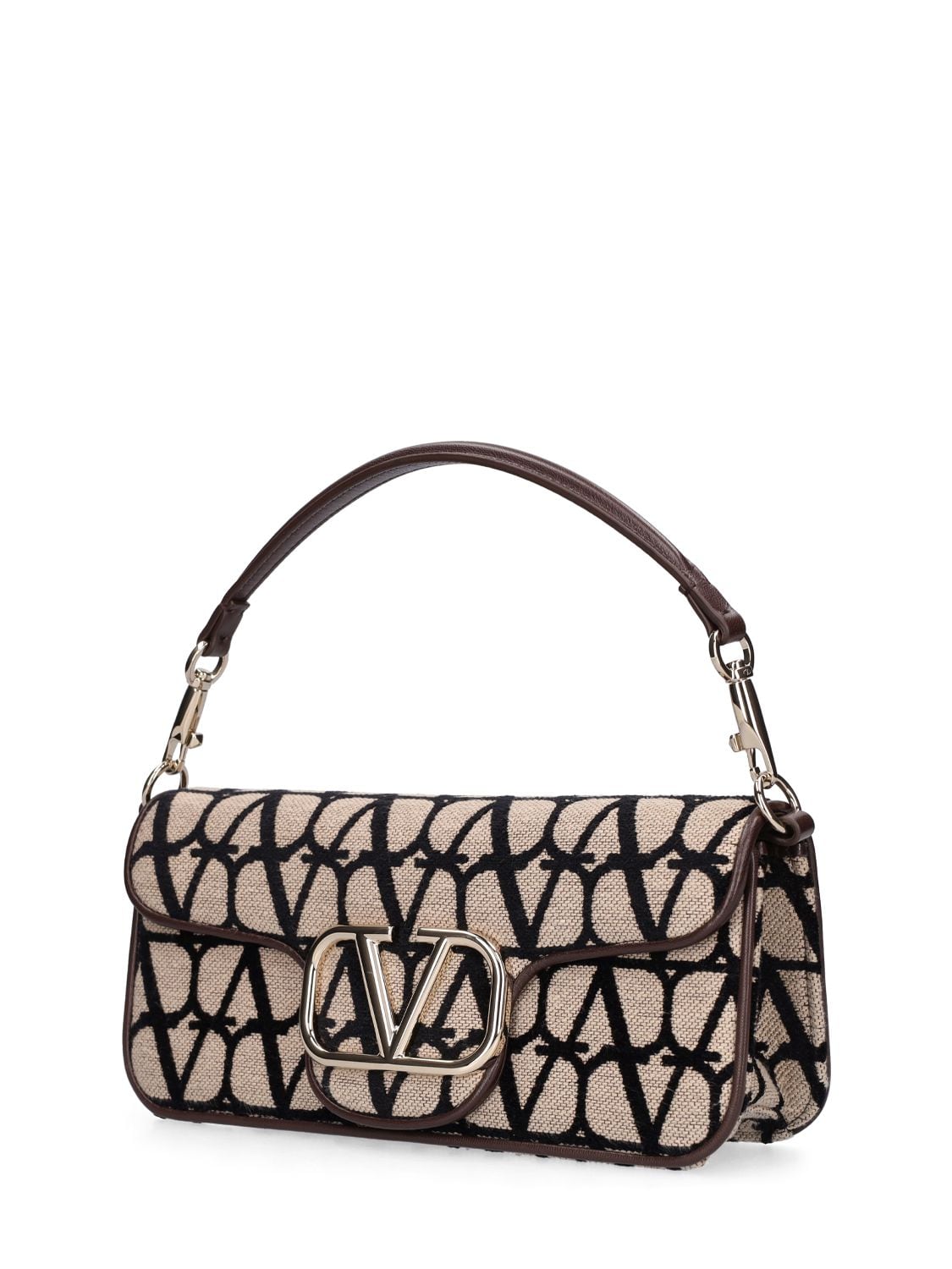 Shop Valentino Loco' Jacquard Shoulder Bag In Naturale,nero