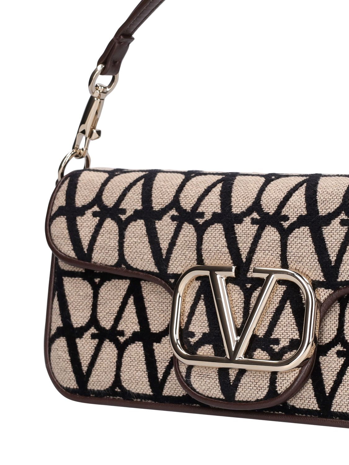 Shop Valentino Loco' Jacquard Shoulder Bag In Naturale,nero