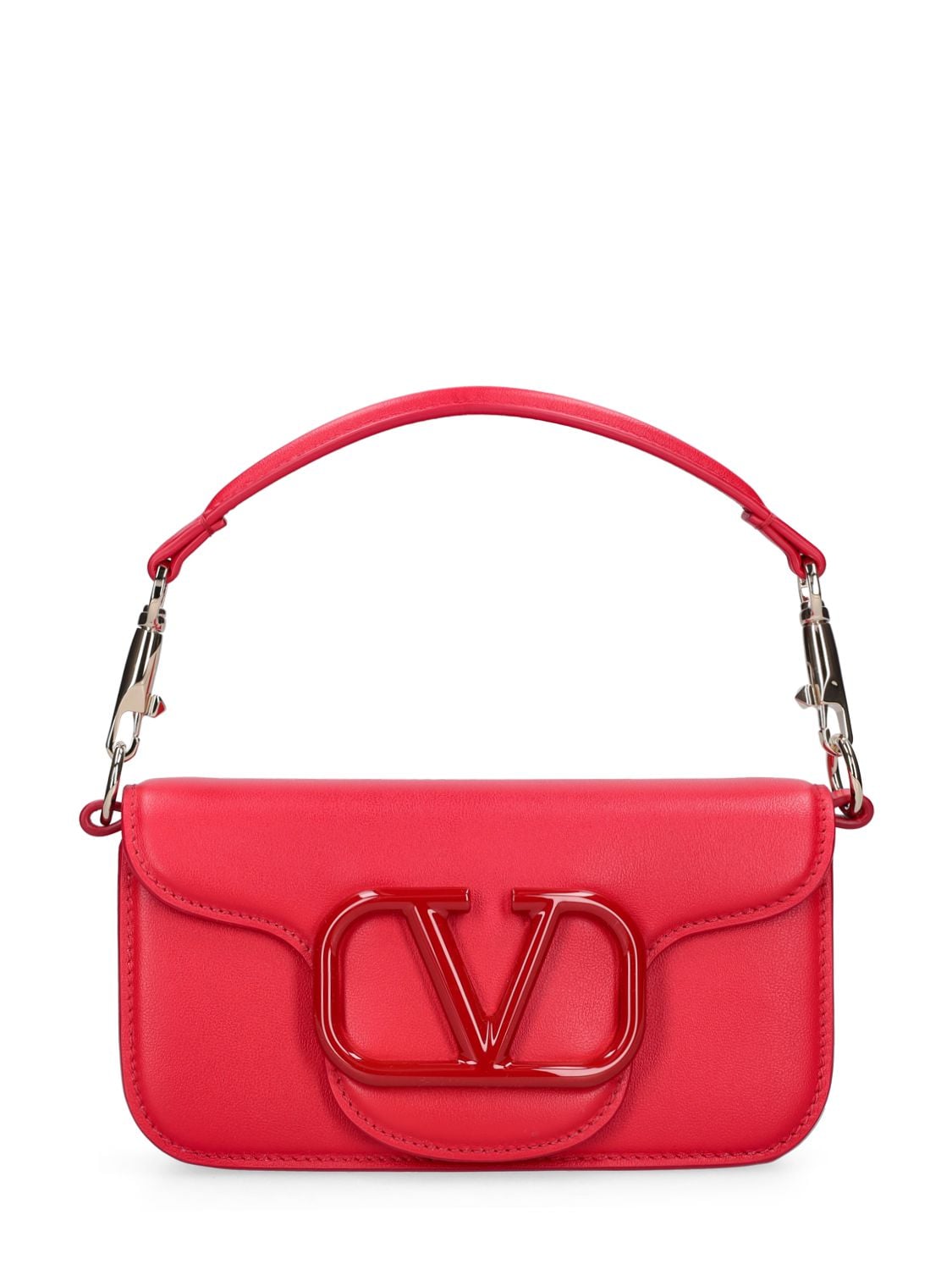 Valentino Garavani Small Loco' Leather Top Handle Bag In Rouge Pure