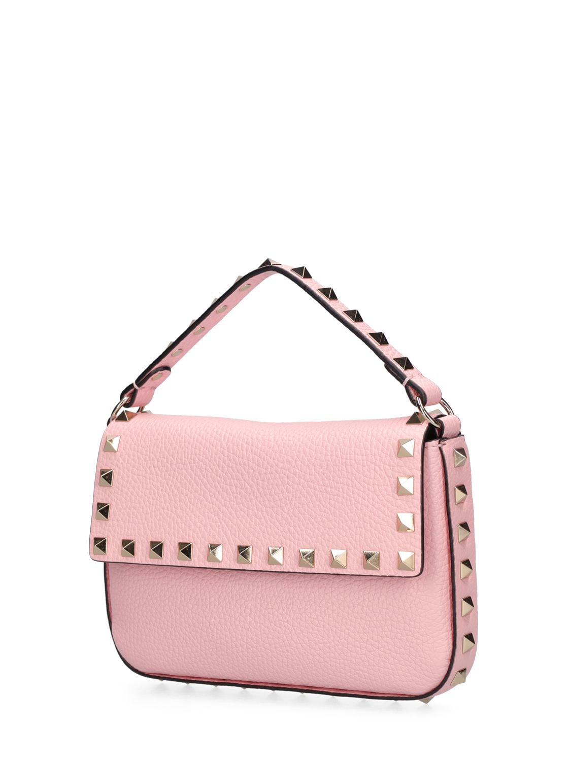 Shop Valentino Rockstud Leather Pouch In Rose Couture