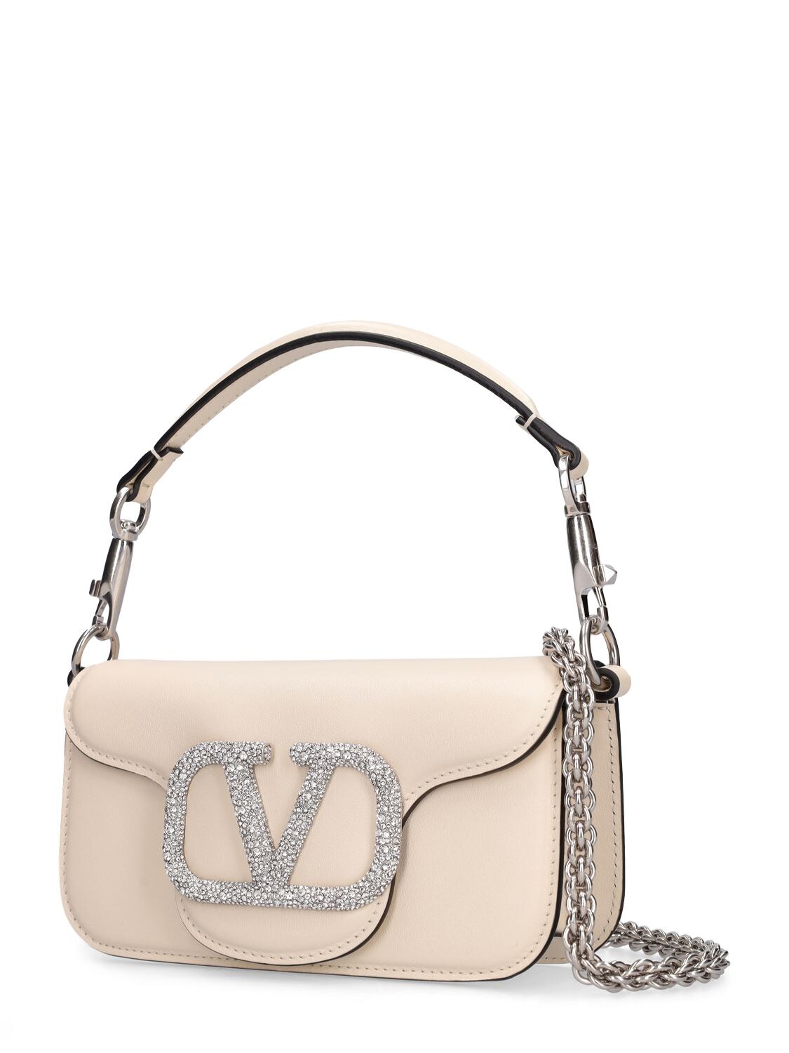 Shop Valentino Small Loco' Leather Top Handle Bag In Light Ivory