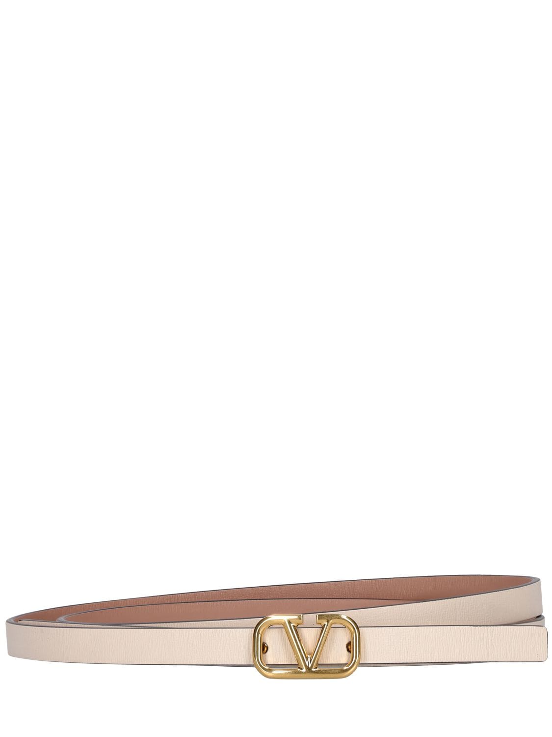 Valentino Garavani 10mm Vlogo Reversible Belt In Ivory,rose