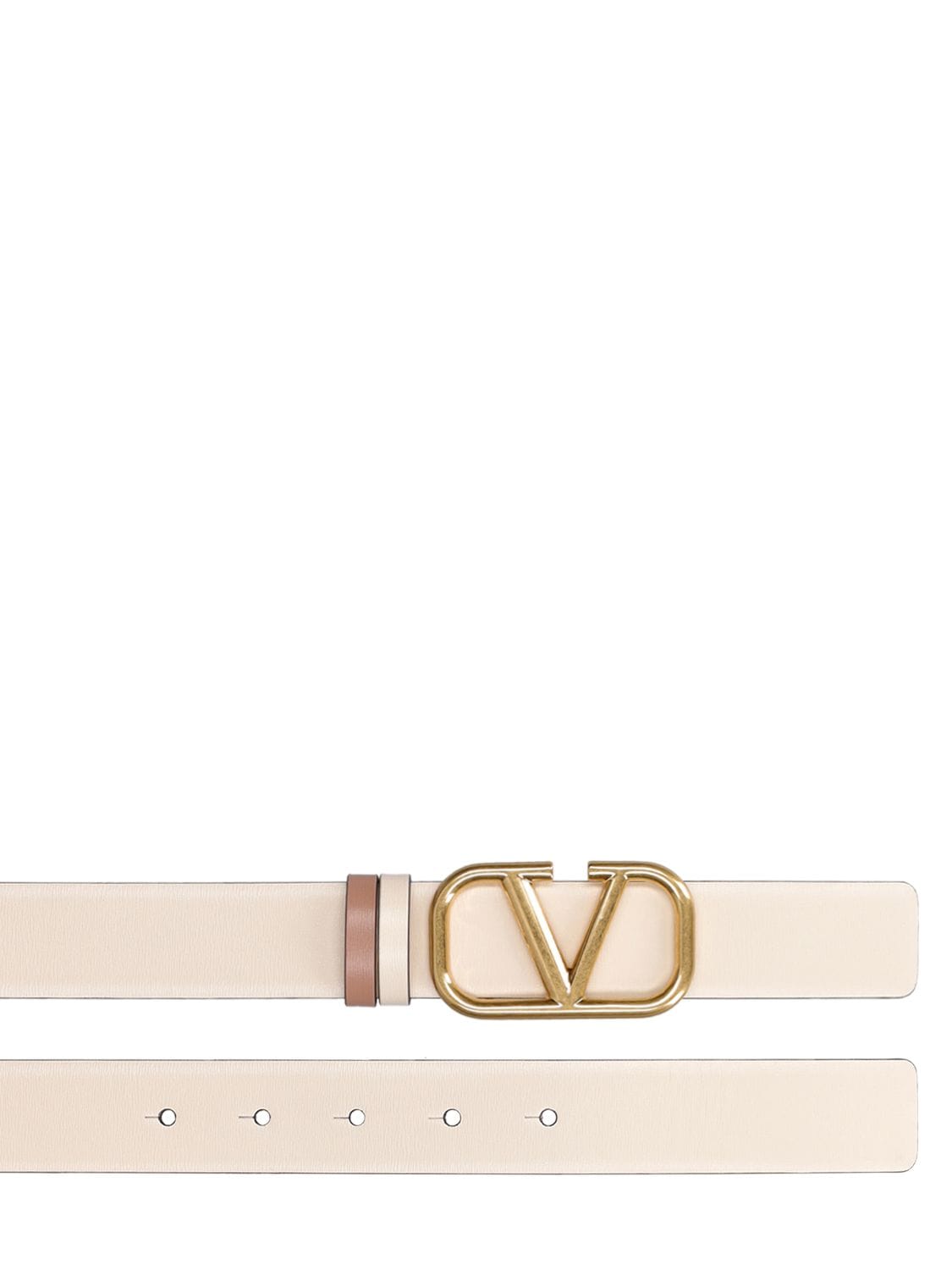Shop Valentino 30mm V Logo Reversible Belt In Ivory,rose