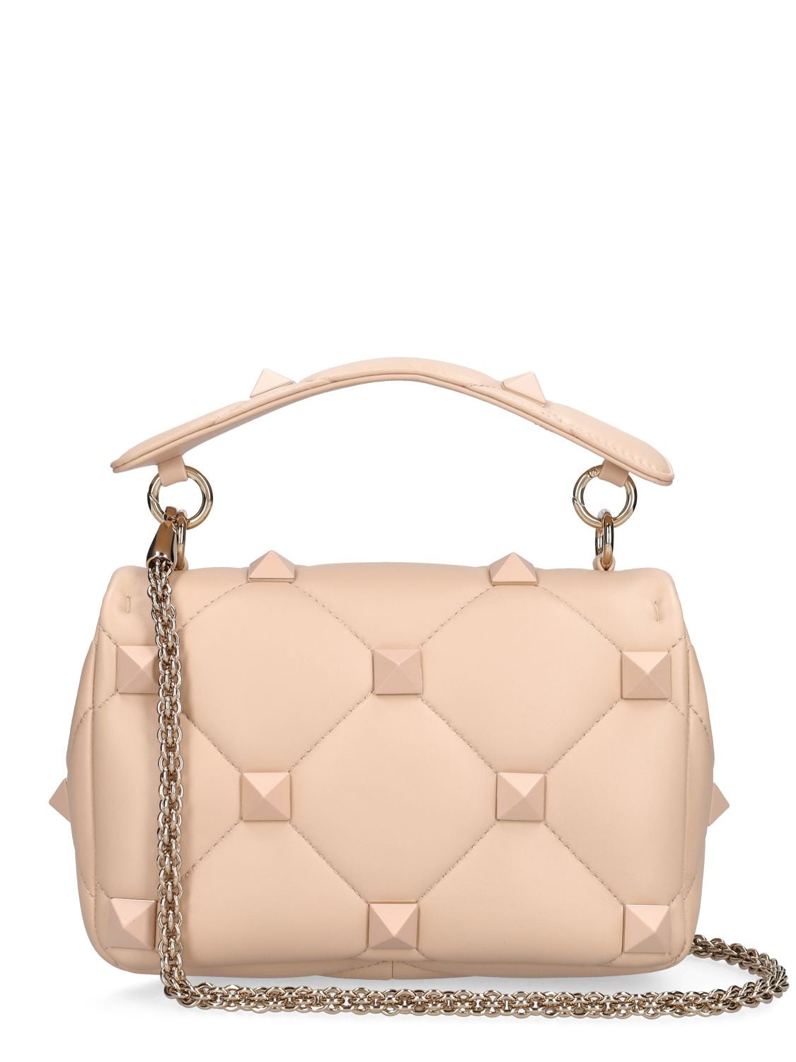 Valentino Roman Stud Leather Shoulder Bag In Powder Rose