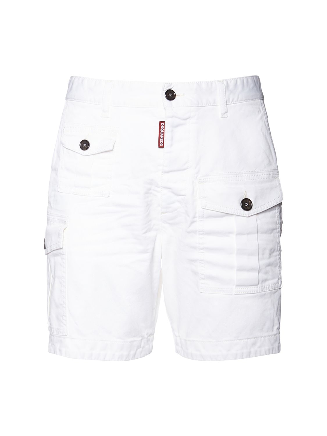 Dsquared2 Sexy Cotton Cargo Shorts In White
