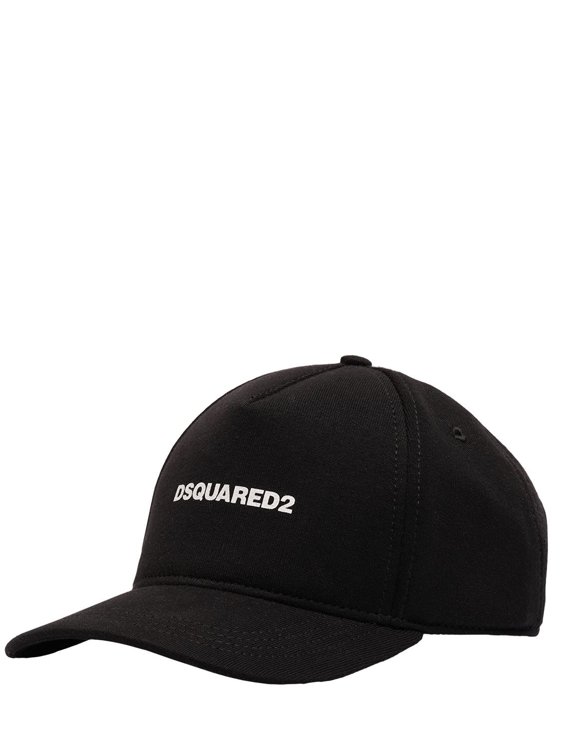 Dsquared2 D2 Logo Cotton Baseball Cap In Black