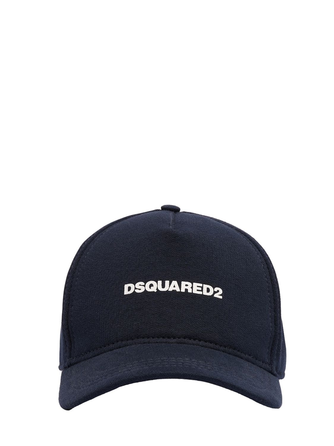 Dsquared2 D2 Logo Cotton Baseball Cap In Blue